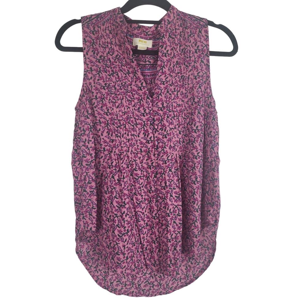 Anthropologie Maeve Tank Blouse XS Womens V Neck Pullover Sleeveless Buttons